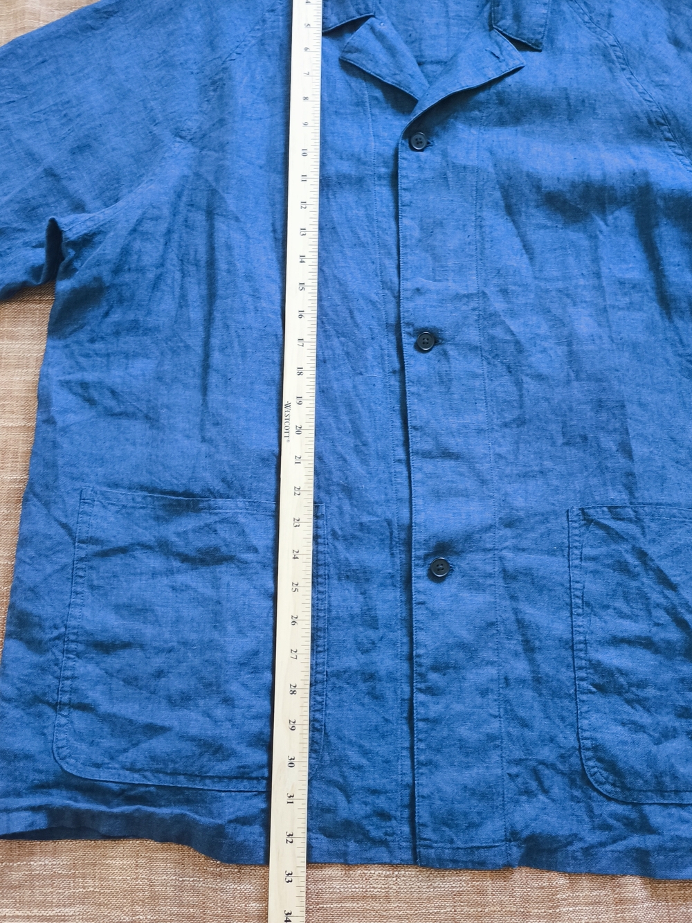 Muji 100 % Linen Chore Jacket Unstructed Men's Blue Linen Boxy Oversized Size XL - Picture 9 of 15